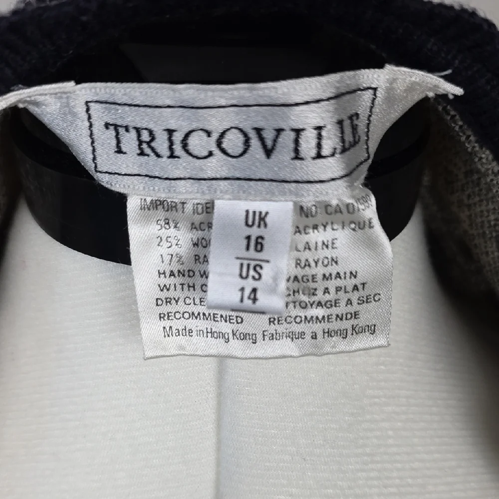 Vintage Tricoville Plaid Cardigan Sweater Jacket β Wool Blend, Button Front, 14 - Picture 6 of 8